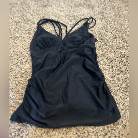 Merona Other - Merona Racerback Tankini Swimsuit Top Black Padded  M NWOT